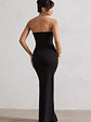 Belle of The Ball | Black Bandeau Maxi Dress With Split Hem - thumbnail 2