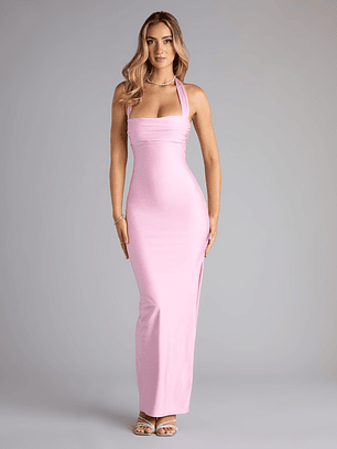 Beverly Halter Slit Long Formal Dress