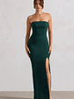 Belle of The Ball | Bottle Green Bandeau Maxi Dress With Split Hem - thumbnail 1
