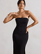 Belle of The Ball | Black Bandeau Maxi Dress With Split Hem - thumbnail 3