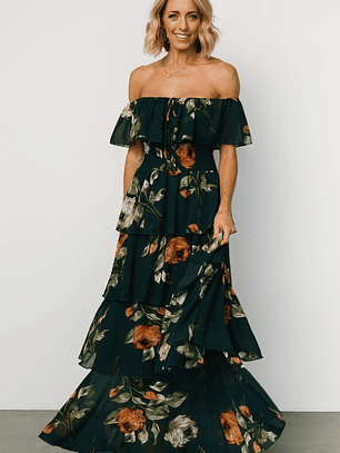 Carina Off Shoulder Maxi Dress | Deep Topaz Floral