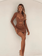 Aubrey Long Sleeve Mini Dress Tan - thumbnail 5