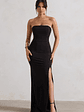 Belle of The Ball | Black Bandeau Maxi Dress With Split Hem - thumbnail 5