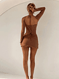 Aubrey Long Sleeve Mini Dress Tan - thumbnail 6