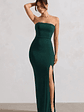 Belle of The Ball | Bottle Green Bandeau Maxi Dress With Split Hem - thumbnail 4