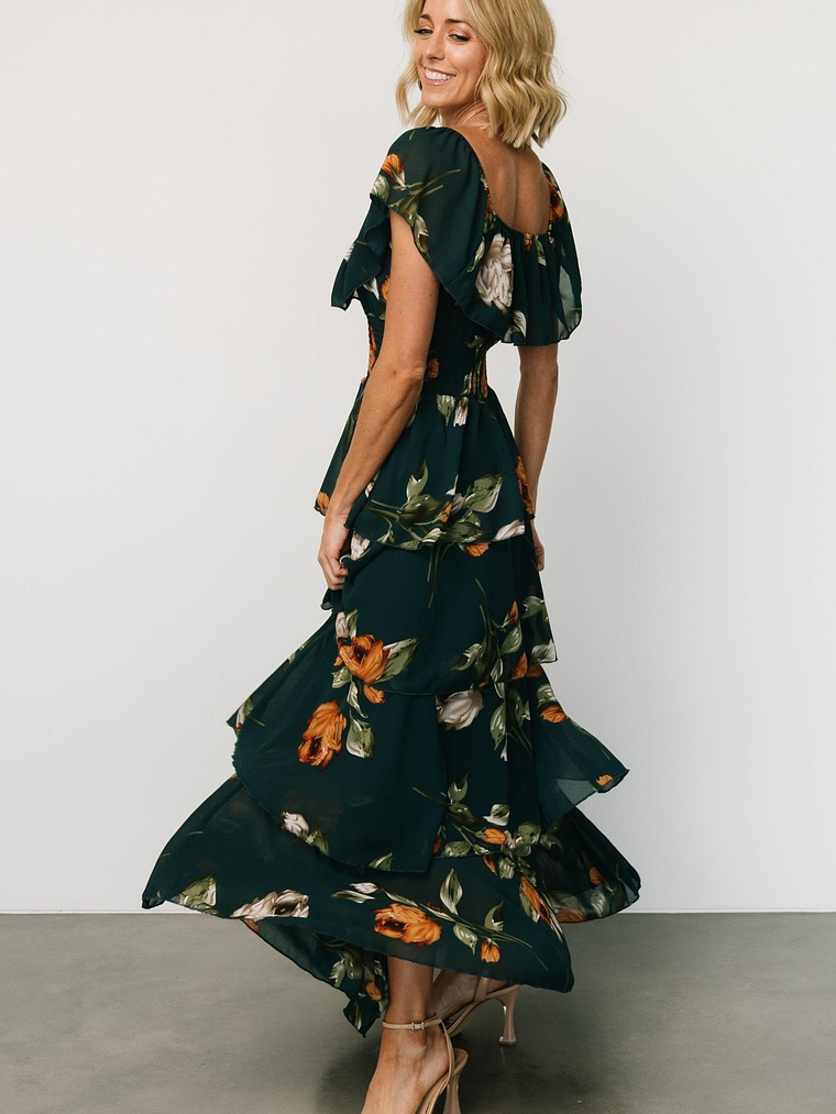 Carina Off Shoulder Maxi Dress | Deep Topaz Floral 3