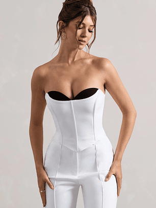 Aubriella | White Strapless Lace-Up Corset Top