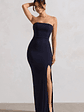 Belle of The Ball | Navy Bandeau Maxi Dress With Split Hem - thumbnail 1