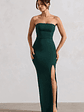 Belle of The Ball | Bottle Green Bandeau Maxi Dress With Split Hem - thumbnail 5