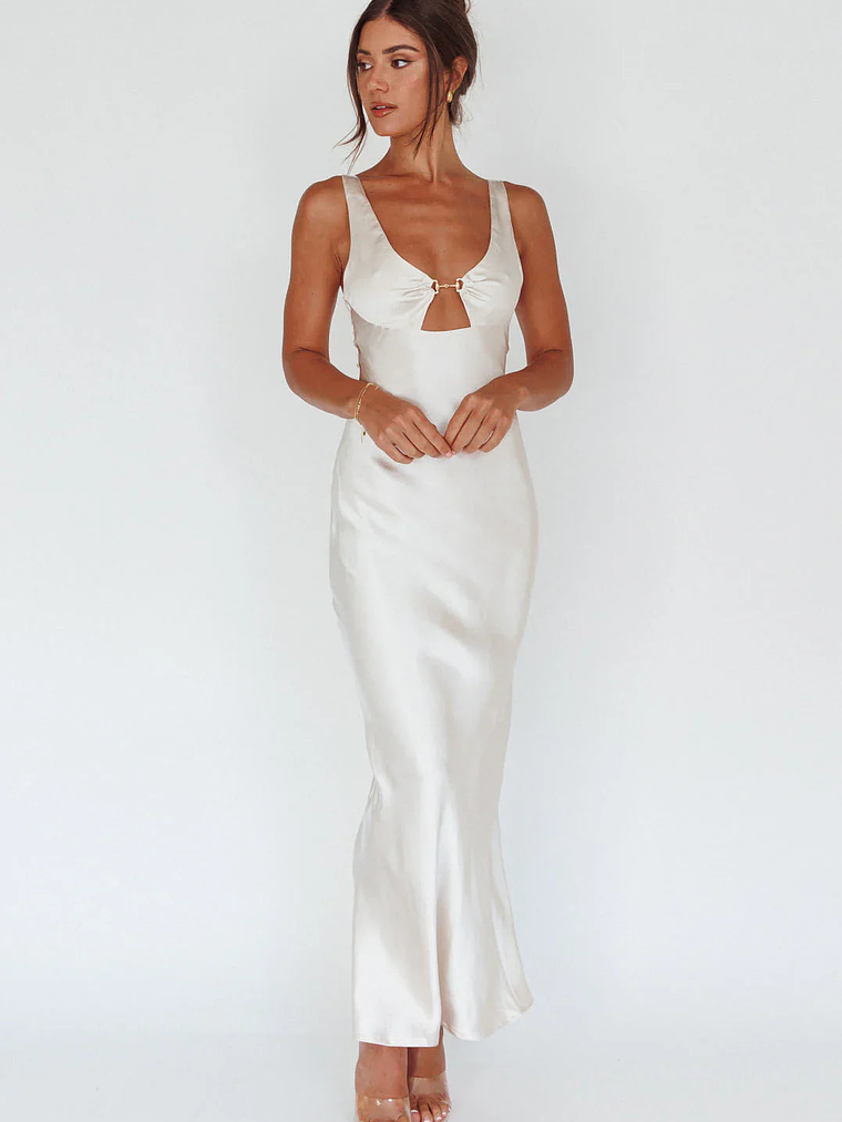 Blushing Beauty Horsebit Accent Maxi Dress Champagne 6