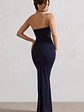 Belle of The Ball | Navy Bandeau Maxi Dress With Split Hem - thumbnail 2