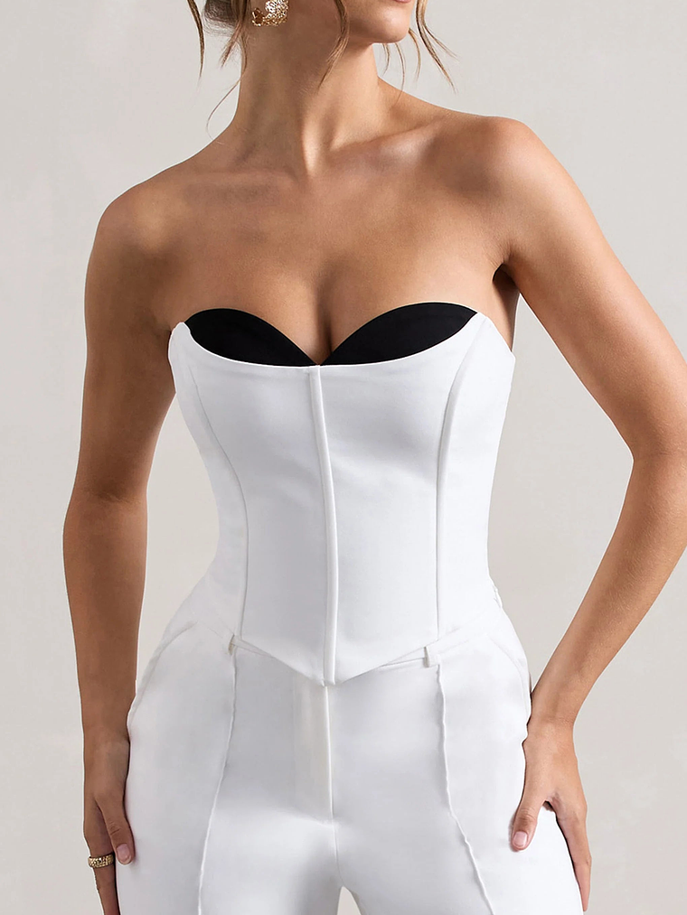 Aubriella | White Strapless Lace-Up Corset Top 3