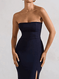 Belle of The Ball | Navy Bandeau Maxi Dress With Split Hem - thumbnail 3