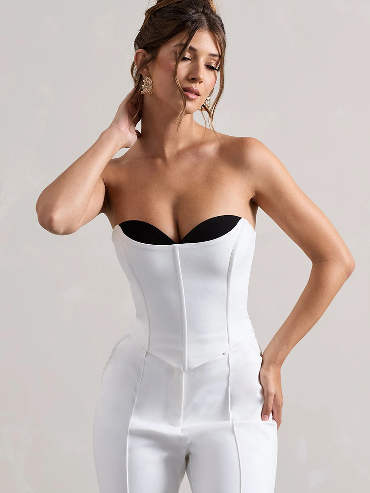 Aubriella | White Strapless Lace-Up Corset Top 4