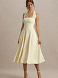 Auburn | Pale Lemon Halter-Neck Midi Dress - thumbnail 1