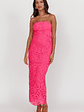 Bia Strapless Lace Embroidered Maxi Dress Hot Pink - thumbnail 3