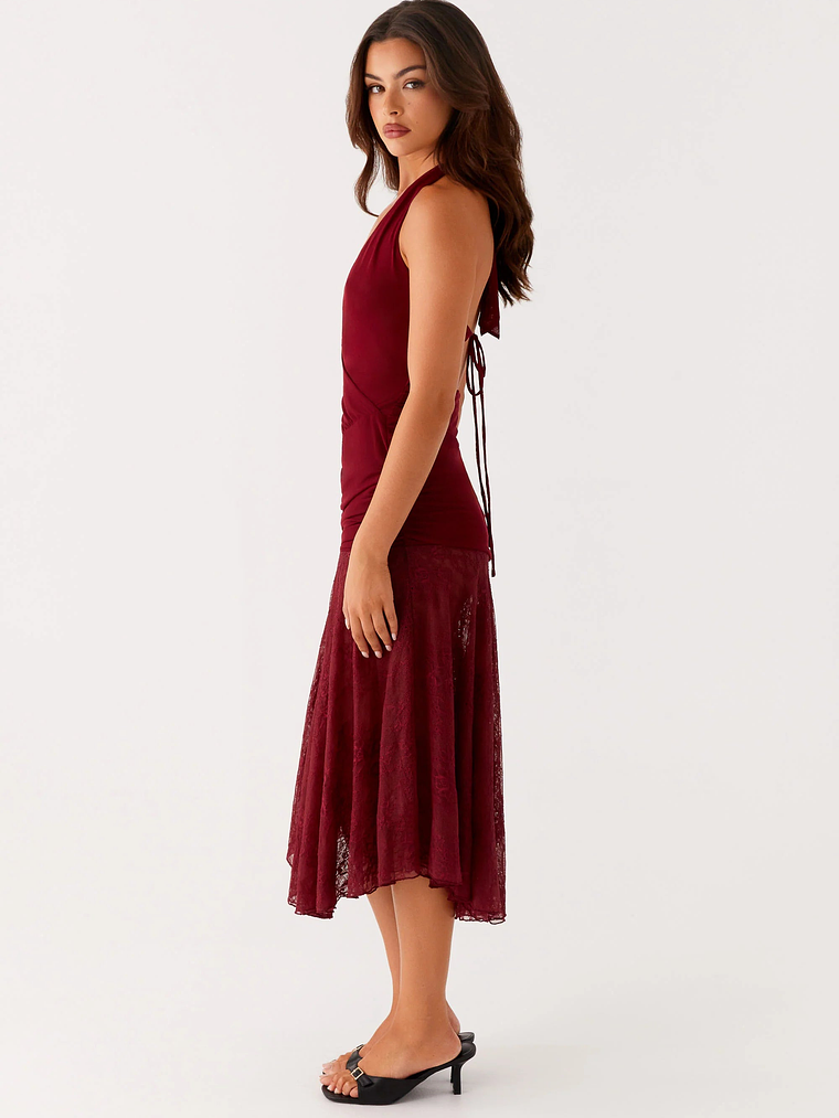 Burnout Midi Dress - Maroon 3