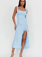 Blushing Ruffle Trim Maxi Dress Blue - thumbnail 1