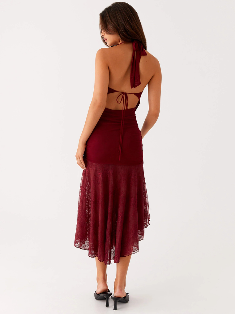 Burnout Midi Dress - Maroon 4