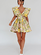 Bennet Puffed Neckline Mini Dress Floral Pink/Yellow - thumbnail 3