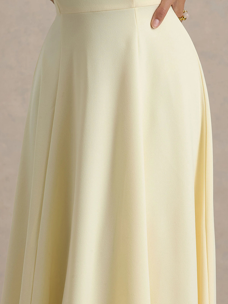 Auburn | Pale Lemon Halter-Neck Midi Dress 6