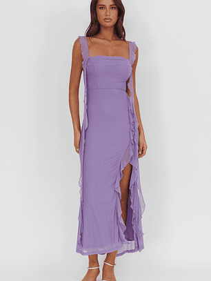 Blushing Ruffle Trim Maxi Dress Lilac
