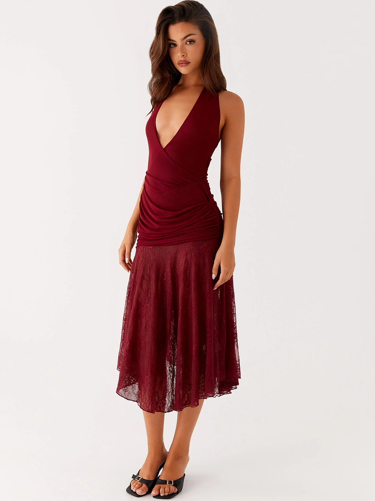 Burnout Midi Dress - Maroon 5