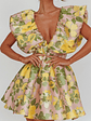 Bennet Puffed Neckline Mini Dress Floral Pink/Yellow - thumbnail 4