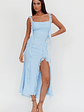 Blushing Ruffle Trim Maxi Dress Blue - thumbnail 4