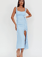Blushing Ruffle Trim Maxi Dress Blue - thumbnail 5