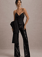Bianco | Black Sequin Strapless Flared-Leg Jumpsuit With Drape - thumbnail 3