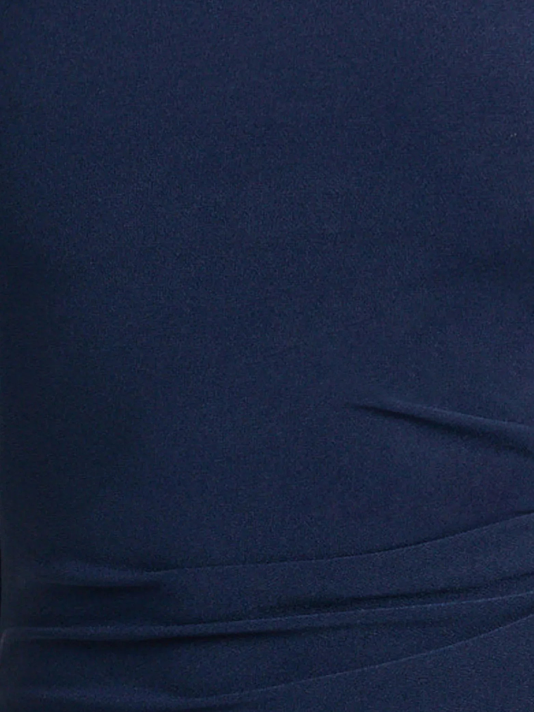 Audette Maxi Dress Boat Neck Ruched Fitted Dress in Navy 5