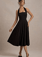 Auburn | Black Halter Skater Midi Dress - thumbnail 7