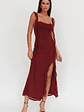 Blushing Ruffle Trim Maxi Dress Wine - thumbnail 5