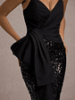 Bianco | Black Sequin Strapless Flared-Leg Jumpsuit With Drape - thumbnail 5