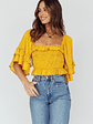 Boardwalk Bell Sleeve Crop Top Spotty Mustard - thumbnail 6