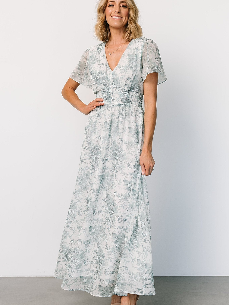 Birdie Maxi Dress | White + Sage Floral 2
