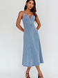 Catch My Drift A-Line Midi Dress Denim Blue - thumbnail 1