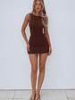 Chill Mode Ribbed Mini Dress Chocolate - thumbnail 1