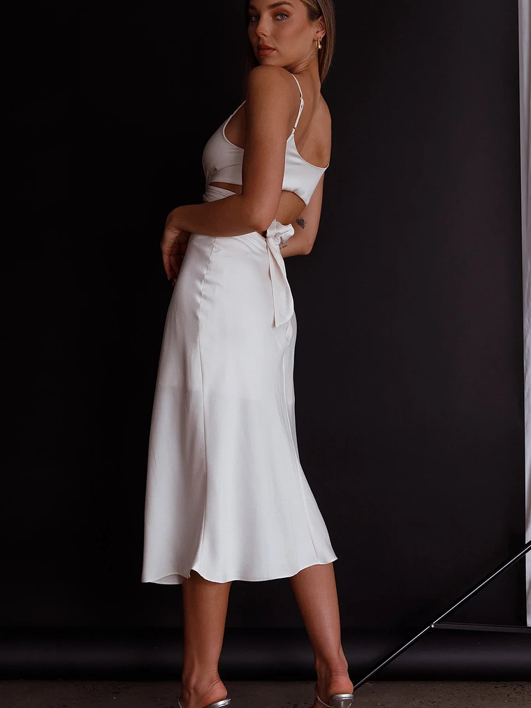 Dance With Me Crossover Bust Midi Dress Ivory 2