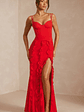Corset Frill Skirt Maxi Dress in Scarlet Red - thumbnail 1