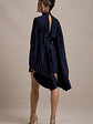 Charity | Navy Pleated High-Neck Mini Dress With Cape Sleeves - thumbnail 2