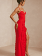 Corset Frill Skirt Maxi Dress in Scarlet Red - thumbnail 3