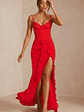 Corset Frill Skirt Maxi Dress in Scarlet Red - thumbnail 7