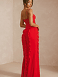 Corset Frill Skirt Maxi Dress in Scarlet Red - thumbnail 8