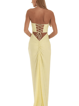 Corset Strapless Maxi Dress in Yellow