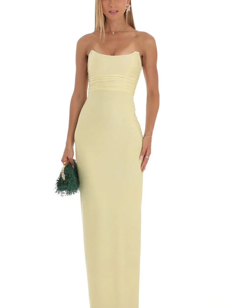 Corset Strapless Maxi Dress in Yellow 2