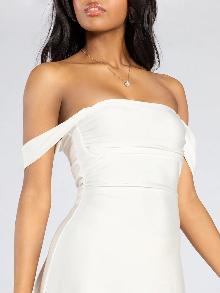 Classics Lover Off-The-Shoulder Satin A-Line Mini Dress 4