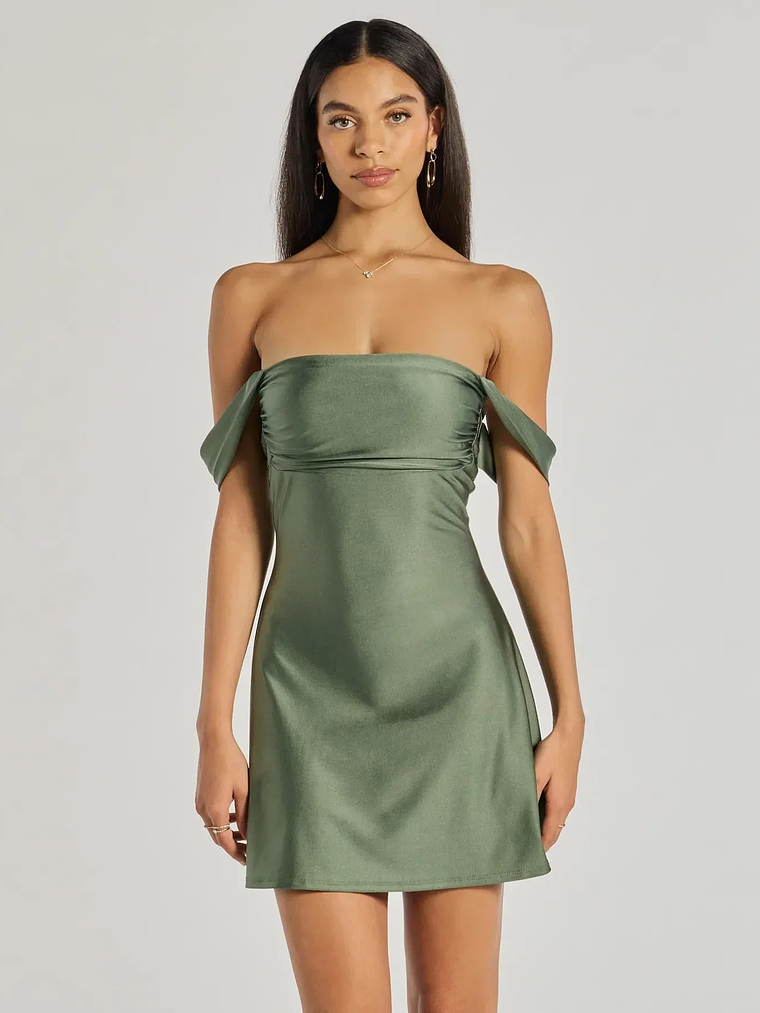 Classics Lover Off-The-Shoulder Satin A-Line Mini Dress 5