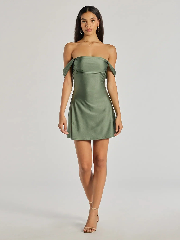 Classics Lover Off-The-Shoulder Satin A-Line Mini Dress 7